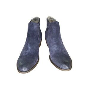 Josef Seibel Daphne 11 Blue Suede Ankle Boots W/ Inside Zipper & Faux Fur Lining